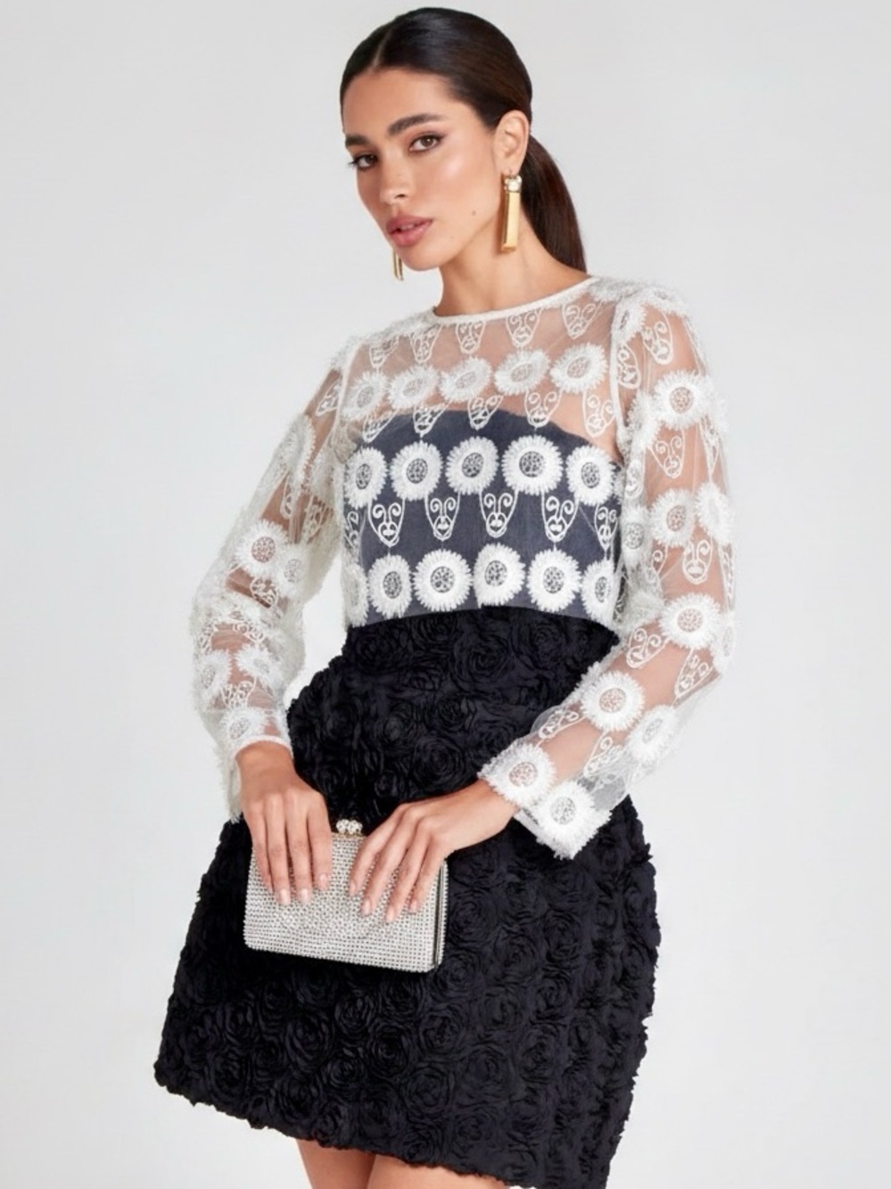 FOR LOVE & LEMONS White Lace Mesh Crop Top XXS XXSP